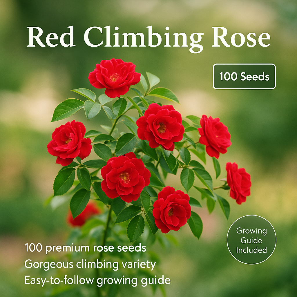 Red Climbing Rose Flower Seeds - 100 Seeds Pack