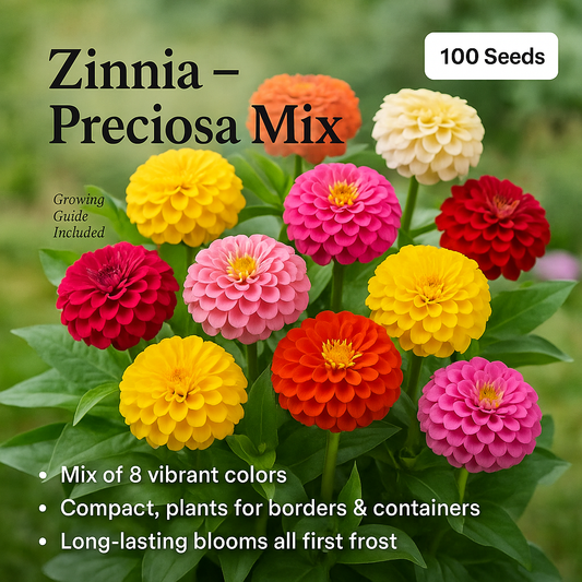 Zinnia Preciosa Mix Flower Seeds - 100 Seeds Pack